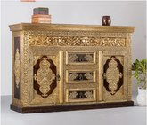 Indian Antique Brass Work Solid Wood Sideboard C18